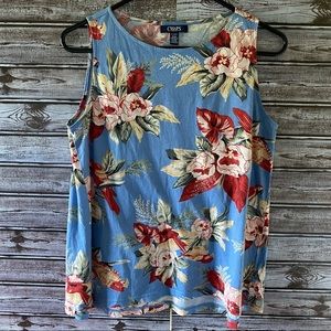 Chaps Floral/Bird Print Tank Top Size‎ PL